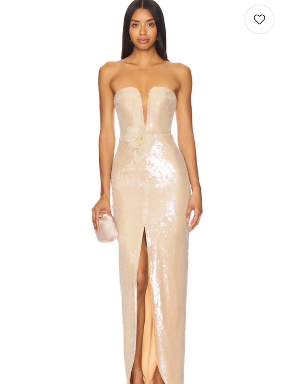 Self-Portrait Champagne Sequin Strapless Maxi Dress Wedding Prom Gala